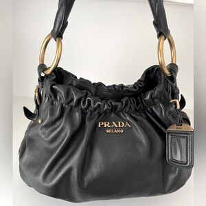 Prada Black Leather Hobo Bag 🖤✨